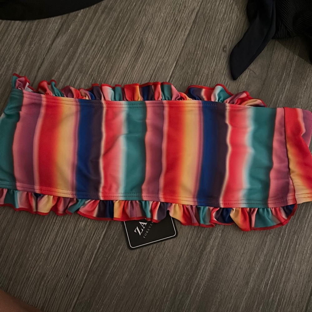 NWT Rainbow padded bandeau bikini top size 8